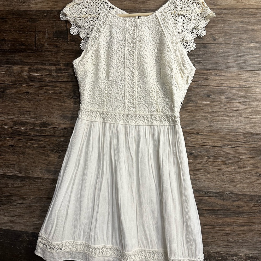 Hollister Ivory White Crochet Mini Dress‎